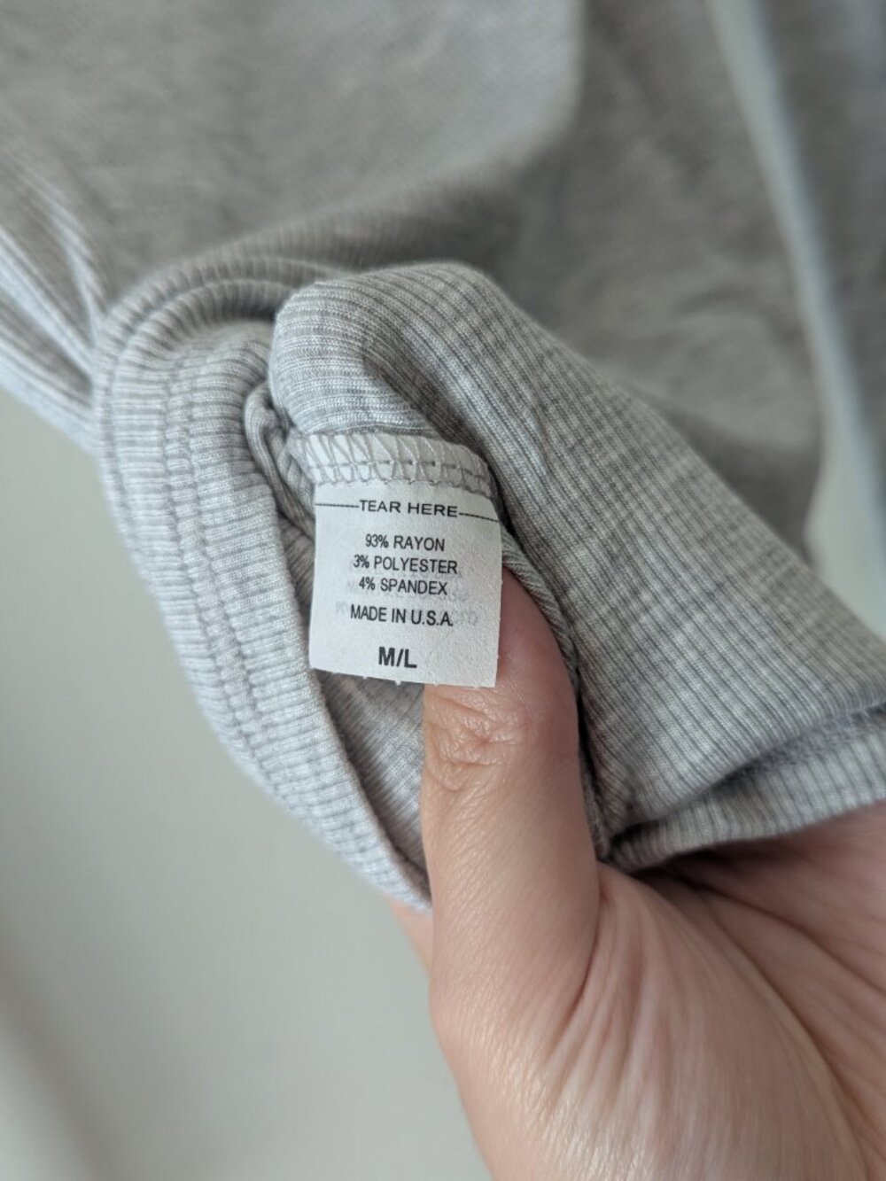 Joah Brown Square Neck Long Sleeve in Pearl Grey Rib - Picture 5 of 6